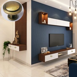 Perphin Bronze Vintage Drawer Knobs, 6 Pack Antique Cabinet Knobs for Kitchen Metal Round Dresser Knobs Cupboard Closet Wardrobe Zinc Alloy Drawer Pulls with 3 Sized Screws for Furniture