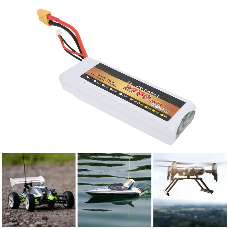 7.4V 2700mAh 2s 25C LiPo Battery Lightweight Long Lasting Use