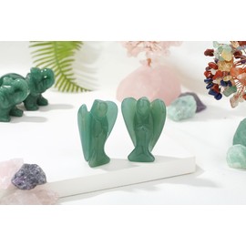 QINJIEJIE 50 mm Green Aventurine Angel Figurine Guardian Angel Natural Crystals Gemstones Healing Crystal Guardian Angel Statue Reiki Angel Figure Angel Decoration Gifts