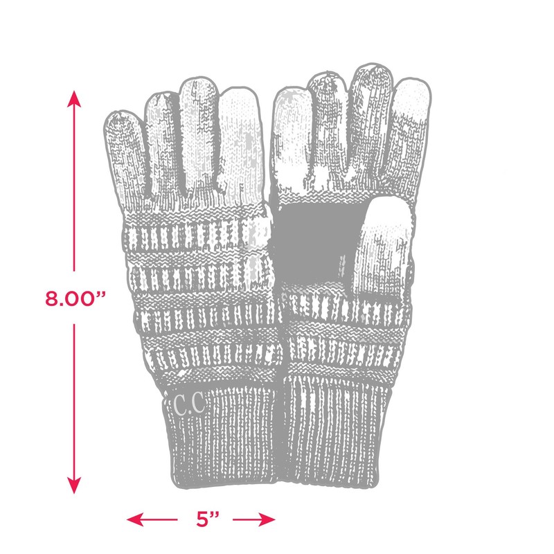 C.C Women Solid Ribbed Glove with Smart Tips (G-20)(G-33) (Black-Confetti)