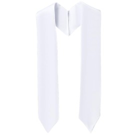 CABODYALS 1.8M Long White Satin Graduation Sash Sublimation Honor Plain Grad Blank Stoles Unisex Smooth Silk Soft Shawl Classic End Sashes for Adults Academic Choral Ceremony Graduations Society