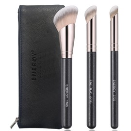 ENERGY-Juego de brochas de maquillaje en ángulo, brochas veganas para base de maquillaje en polvo, bronceador, contorno de nariz, corrector, brocha de maquillaje para crema líquida, fijadores, polvos,
