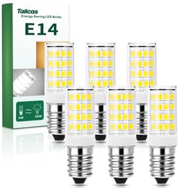 Tailcas Tailcas E14 LED Birne Kaltwei?, 4W E14 Lampe 6000K Khlschranklampe Ersatz fr 40W Glhlampe, 400LM, AC 220-240V, fr Dunstabzugshaube N?hmaschine Wohnzimmer, Nicht Dimmbar, 6er Pack