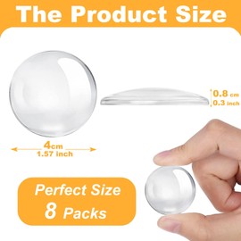 Hantoc Wall Door Stop, Set of 8, Transparent Wall Buffer Protection for Wall and Door, Wall Buffer for Wall Protection, Door Buffer Wall for Door Hinge Door Handle Protection, Diameter 40 mm