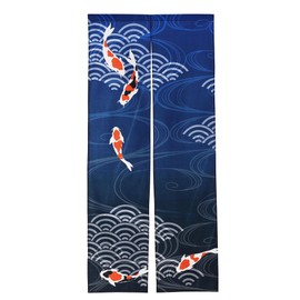 next.design Curtain, 180cm Length, Koi, Nishikigoi, Beautiful, Japanese Garden, Long, Decoration, Stylish, Japanese, Modern, Nordic, Push Bar, Curtain, Partition, Closet, Laundry Area, Shelf, Entrance