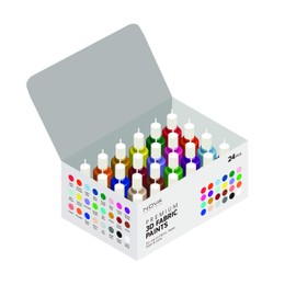 Nova 24 3D Fabric Paints, Multi, one Size