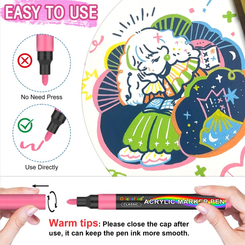 Oficrafted 80 Colors Acrylic Paint Pens, Premium Acrylic Paint Markers,