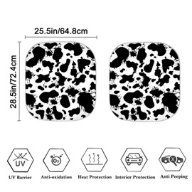 Finagallathe Cow Print Sunshade for Car Windshield 2 Piece Foldable Animal Print Car Visor Sun Blocker Keeps Vehicle Cool Universal for Car,SUV,Trucks Block UV and Heat