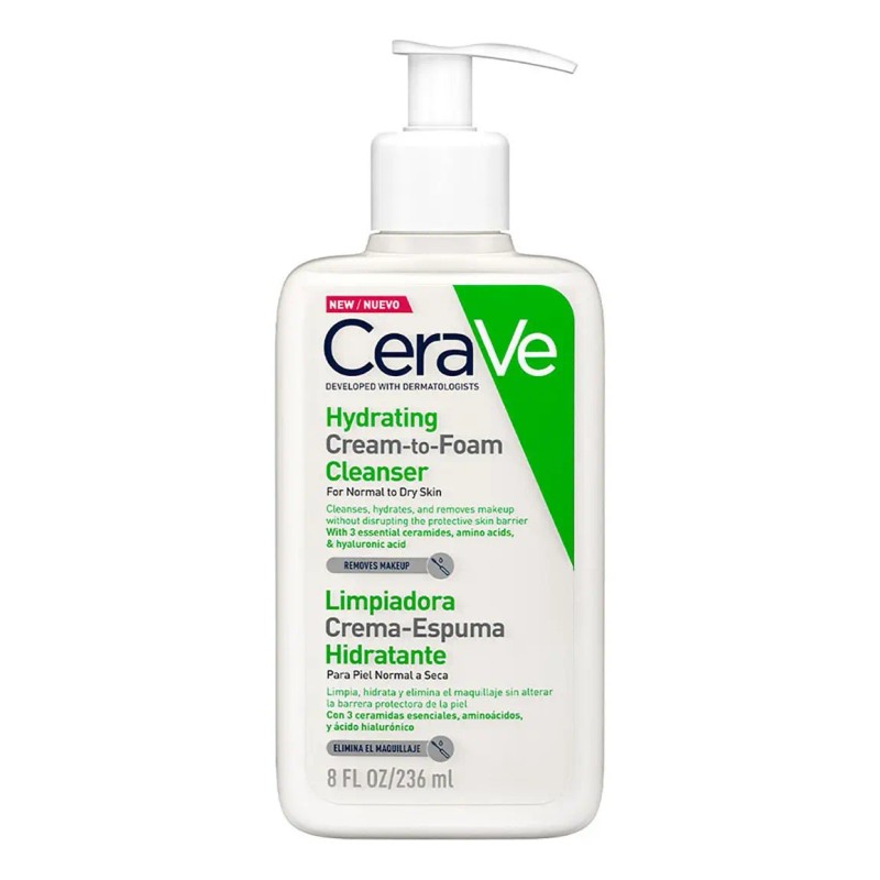 Crema Espuma Cerave Limpiadora Hidratante Rostro 236ml Momento Aplicación Día