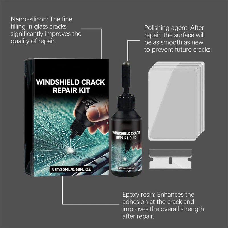 Automotive Glass Repair Kit Fluid Fix Car Windshield Resin Chip