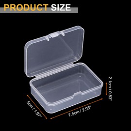 HARFINGTON 24pcs Small Plastic Beads Storage Containers Box 2.95" x 1.97" x 0.83" Bead Organizer Case Empty Storage Box with Hinged Lid for Small Items Beads Crafts Jewelry Hardware, Clear