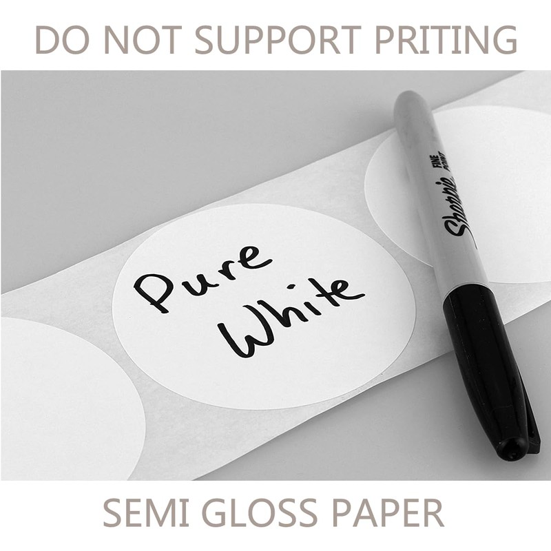 Hybsk White Color Coding Dot Labels Round Semi Gloss Paper