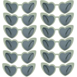 Loanzeg 12 Pairs Bachelorette Party Sunglasses Heart Shaped Sunglasses Party Decorations Bridesmaid Proposal Gifts Women girl (12, Sage Green)