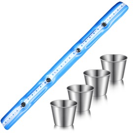 Relaxgiant 5 Pcs Inflatable Ski Board Cups Kit Includes 1 Ski Holder Party Board 70.87 x 3.94 x 0.39 Inch 4 Stainless Steel Cups Inflatable Shot Board Stackable Cup for Christmas Travel Camping