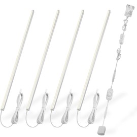 Cefrank Cefrank V-Shape Under Cabinet Lighting Kit - 4pcs Sleeker 30cm Dimmable LED Light Bars for Showcase Shelf Seamless Illumination - 1200lm, 12W - Pure White (6000K)