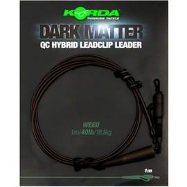 Korda Carp Assembly for Carp Lead 100 cm 40 lb Dark Matte Leader QC Hybrid Clip, Colour: Weed