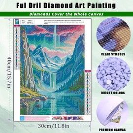 Sretoul Waterfall Diamond Painting Kits for Adults- Waterfall Diamond Art Kits for Adults, Landscape 5D Diamond Painting for Home Wall Decor 12x16 inch