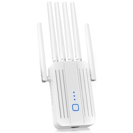Internet Extender WiFi Booster with 6 Antennas, WiFi Extender with Ethernet Port, WiFi Booster Up to 10000 Sq.ft, WiFi Repeater, More Devices, WiFi Extender Signal Booster for Home, White