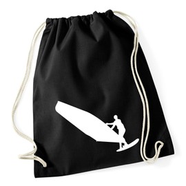 Huuraa Gym Bag Windsurfing Silhouette Gift 12 Litres Black Cotton Windsurfing Present