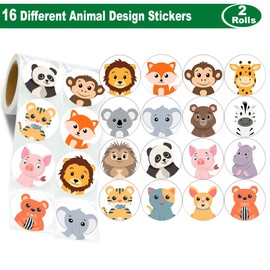 Hohamn 600 Pcs Land Animal Stickers for Kids 1.5 Inch Round Land Animal Stickers Roll for Boys Girls Land Animal Party Favors Birthday Decoration Supplies Teachers Student Classroom Reward