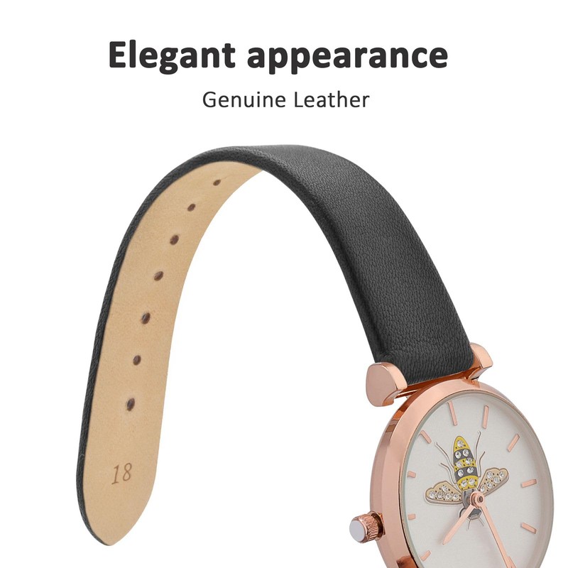 WOCCI 14mm Watch Strap with Gold Buckle, Elegant Genuine Leather