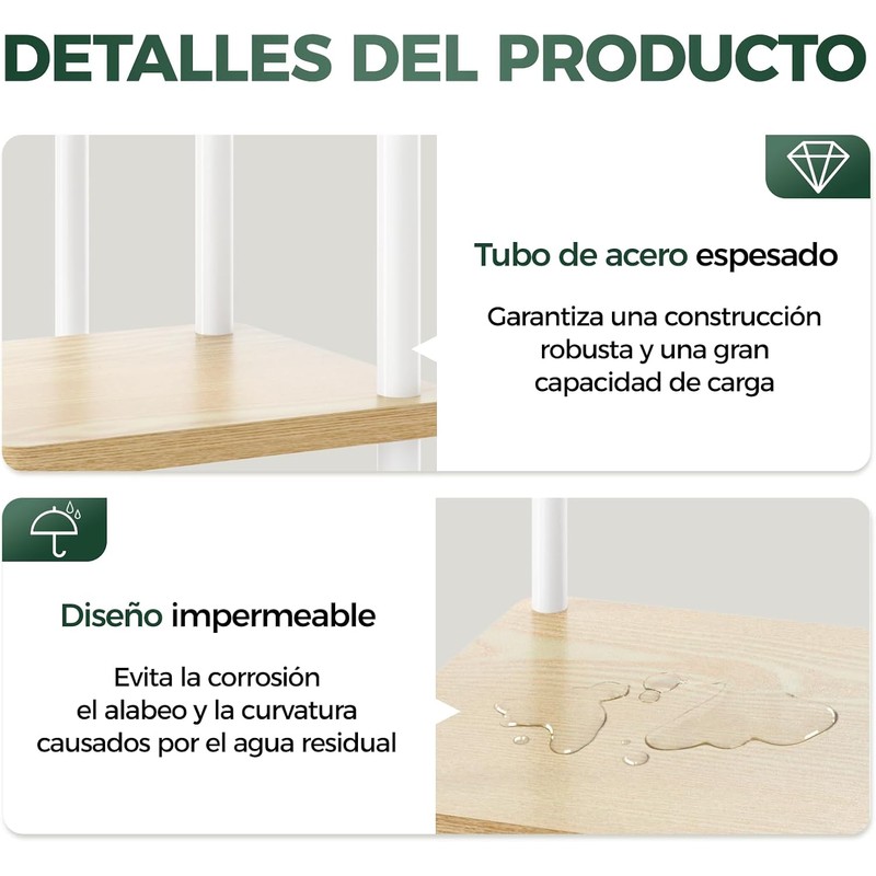 Bamworld Soporte para Plantas de Interior de Metal, Soportes Blanco