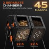 TOP XIAN Compost Tumbler Outdoor 45 Gallon/170L, Dual Chamber Large