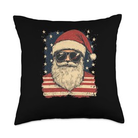 Santa Claus Silhouette Christmas Sunglasses Caricature Throw Pillow