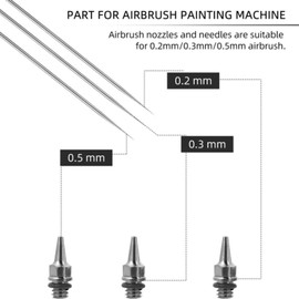 HUBEST 10 Pieces Replacement Parts Kit with 0.2/0.3/0.5 mm Airbrush Nozzle,Airbrush Needle,Needle Cap Protective Sleeve,Replacement Parts for Spray Gun Sprayer Accessories