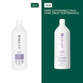 Biolage Hydra Source Shampoo - Softens & Adds Shine, For Dry Hair, Infused with Fermented Aloe & Micro-filtered Hyaluronic Acid, Vegan & Paraben-Free, 33.8 Fl Oz