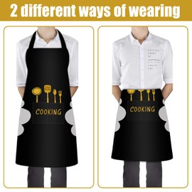 TYSM-CC Cooking Apron Waterproof Apron Pack of 2 Unisex Cooking Apron BBQ Apron for Men Women with 2 Pockets for Cooking, Garden, BBQ, Baking, Painting, Housework, black