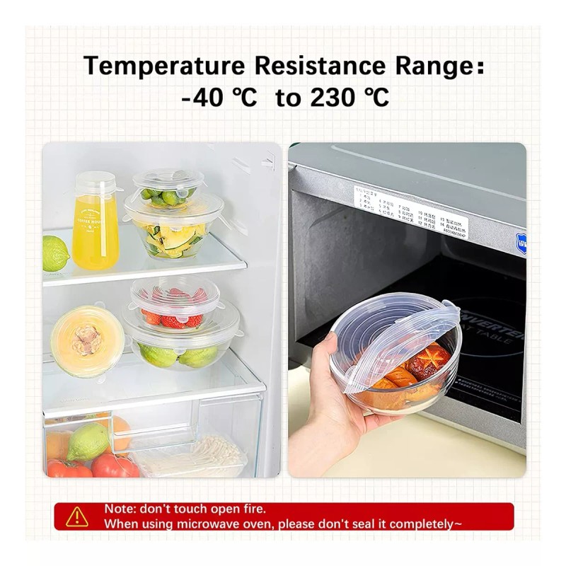 SANBREVE Tapas Reutilizables Herméticas De Silicona Flexible 12 Pzas