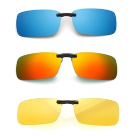 SagaSave Polarized Driving Sunglasses UV400 Clip On Sunglasses Fishing Outdoor Ultralight, Yellow+Orange+Blue