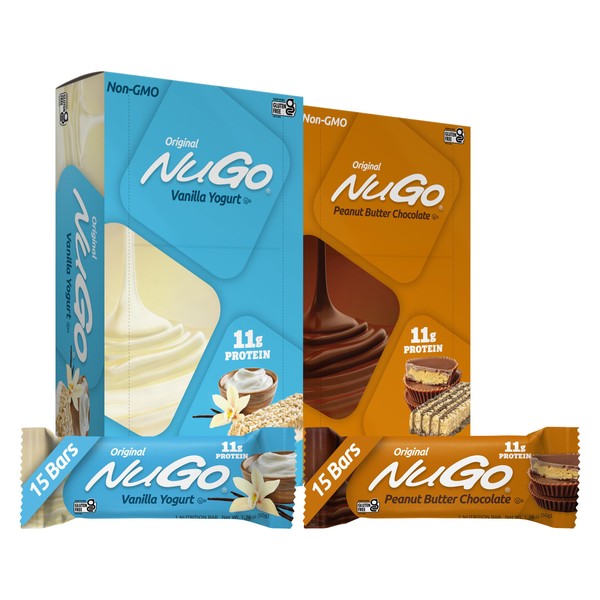 NuGo NuGo Original Variety, Vanilla Yogurt 15 bars & Peanut