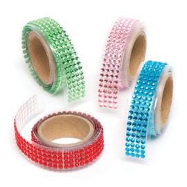 Baker Ross AR301 Coloured Gem Sticky, Decorative Tape for Card, Scrapbooking and Arts and Crafts for Kids, Assorted, (Pack of 4)