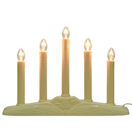 1 Pack Electric Window Candle Lamp, 5 Light Christmas Candle Lamp Lvory Base with 6 C7 Clear Bulbs(1 Spare Bulb), 5 Watt Incandescent Lights, Candle Lamp Plug in and Ready to Use, 3Ft Cord