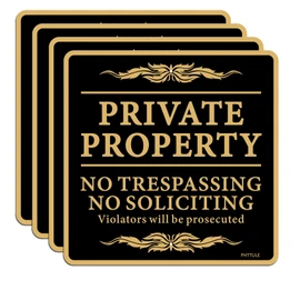 PHTTULE Large Private Property No Trespassing Sign 4 Pack, 12x12 Inches Violators Will Be Prosecuted Signs, Heavy Duty Reflective Aluminum Caution Yard Sign