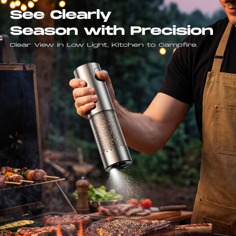 Electric Salt and Pepper Grinder Set, Rechargeable Automatic Salt and