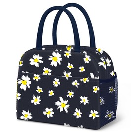 DALINDA Lunch Bag Lunch Box for Women Men Reusable Insulated Cooler Lunch Tote Bags, Leakproof Cute LunchBag Large Capacity for Work Travel Picnic, Daisy