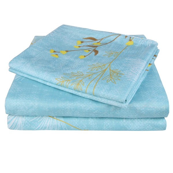 JSD Dandelion Floral Print Sheet Set King, 4 Piece Brushed