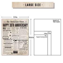 Big 30th Anniversary Cards for Women Men, Sweet 30 Year Anniversary Card for Husband Wife, Unique Pearl Wedding Gifts for Parents