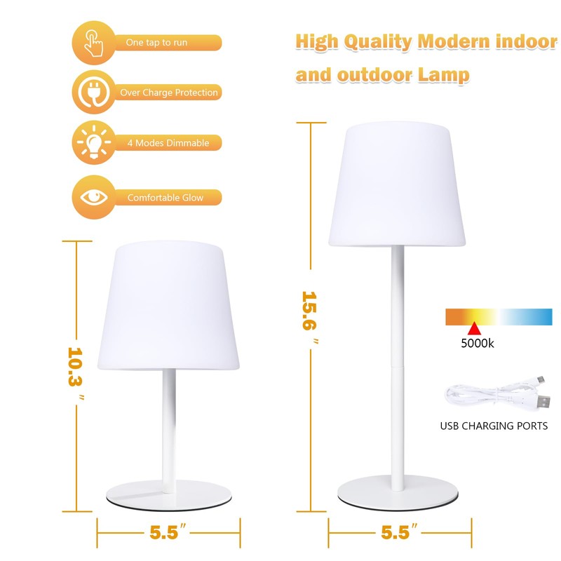 Wonder Solar Cordless Table Lamp, Rechargeabl Outdoor Battery Table Lamp