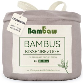 Bambaw Cushion Cover 40 x 60 cm (Pack of 2) - 100% Bamboo - Soft and Breathable Pillowcase 40 x 60 cm - Bamboo Cushion Cover Grey - Cushion Cover Grey - Allergy Sufferers Cushion Cover