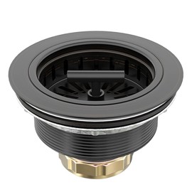 KONE 3-1/2 Inch Bronze Kitchen Sink Drain Assembly Kit - Oil Rubbed Bronze Stainless Steel with Strainer Basket/Drain Stopper