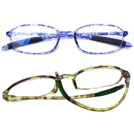 AQWANO Flexible Reading Glasses Computer Blue Light Blocking Lightweight TR90 UV400 Protection Readers for Women Men, 3.0