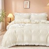 Guchuang Bedding Cream White Seersucker Duvet Cover Set Double Size,
