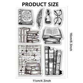 CHGCRAFT Vintage Library Silicone Clear Stamps Transparent Stamp for DIY Scrapbooking Photo Album Decorative Cards Vintage Books Making Stamps for Holiday Card Making Album Crafts