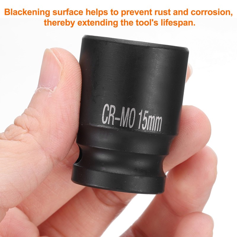 sourcing map 4 Point Square Socket 1/2" Drive 15mm Metric