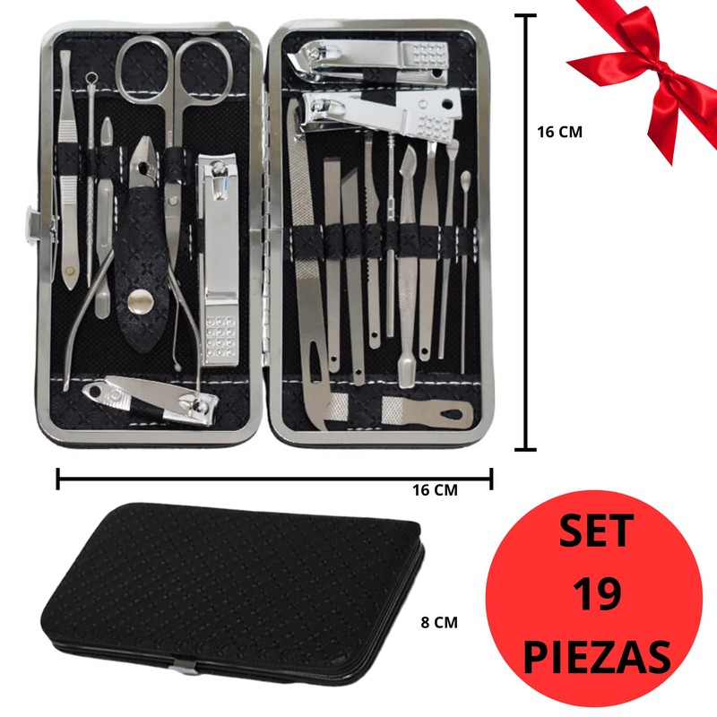 Set Manicure Pedicure Acero Inoxidable 19 Piezas Para Uñas de