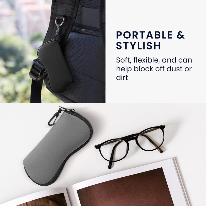 kwmobile Neoprene Glasses Case in Black - Soft Case for
